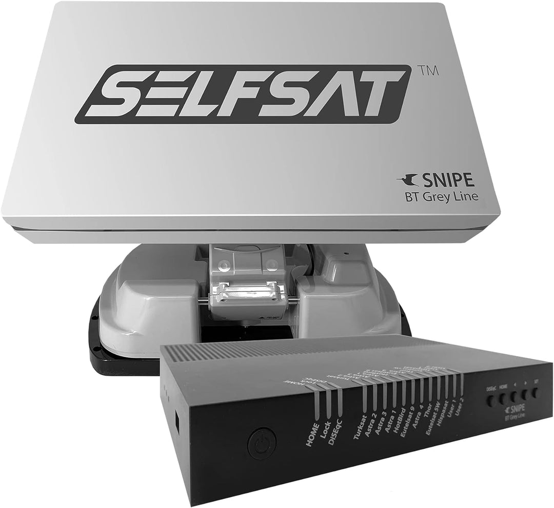[Test: AUSGEZEICHNET*] Selfsat Snipe BT Grey Line Twin - automatische Camping Antenne incl. iOS/Andr