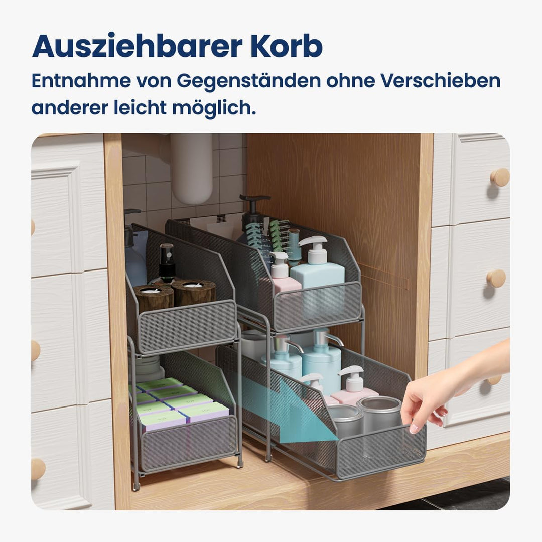 Heikoeco® Schrank Organizer, Gewürzregal, Baskets Organizer, 2-stöckiger Schrank-Organizer, untertei