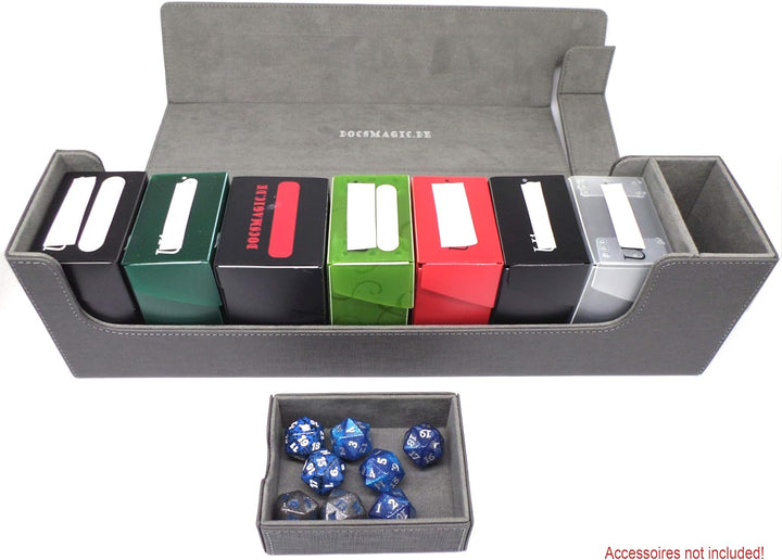 docsmagic.de Premium Magnetic Tray Long Box Silver Large + 4 Flip Boxes - Silber Large + 4 Flip Boxe