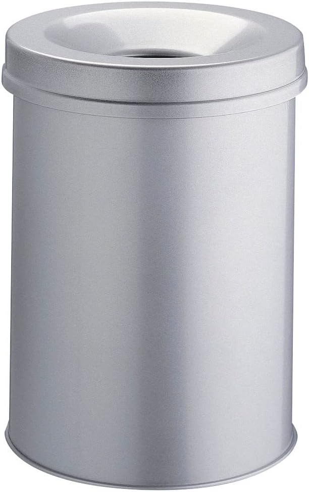Durable Papierkorb Safe rund, selbstlöschender Deckel, 15 Liter, grau, 330510 grau 15 Liter, grau 15