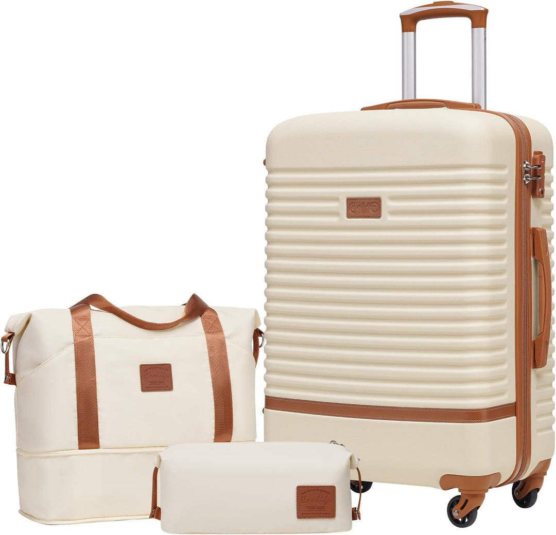COOLIFE Koffer Trolley Koffer Reisekoffer von ABS Hartschalen Trolley 4 Rollen TSA-Schloss Der Koffe