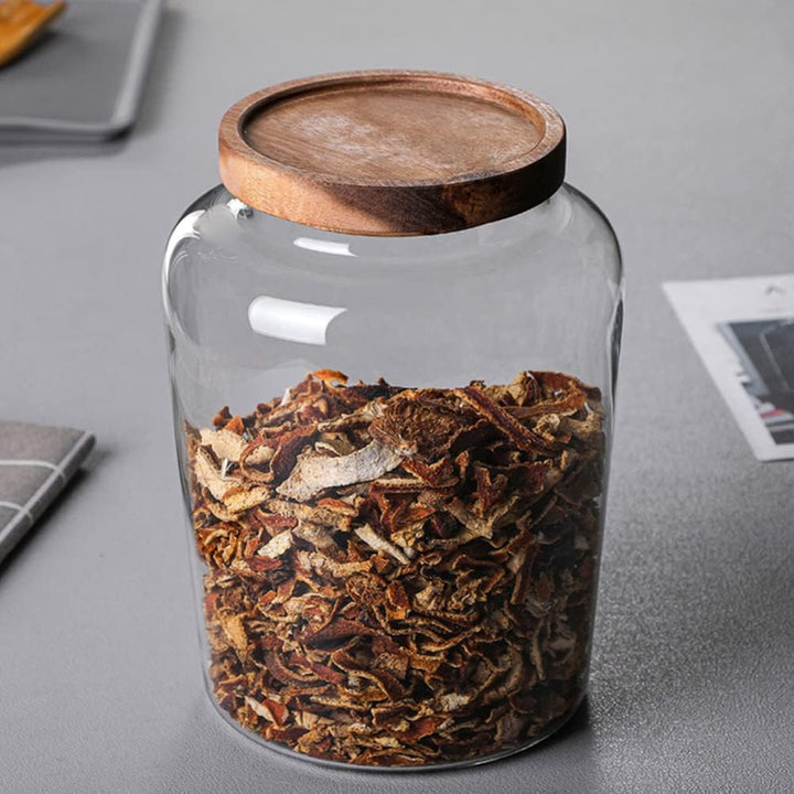 Cabilock Kornspeicher Glas Vorratsdose Vorratsgl? mit Holzdeckel Glasdose Teedose Gewürzdose Aufbewa