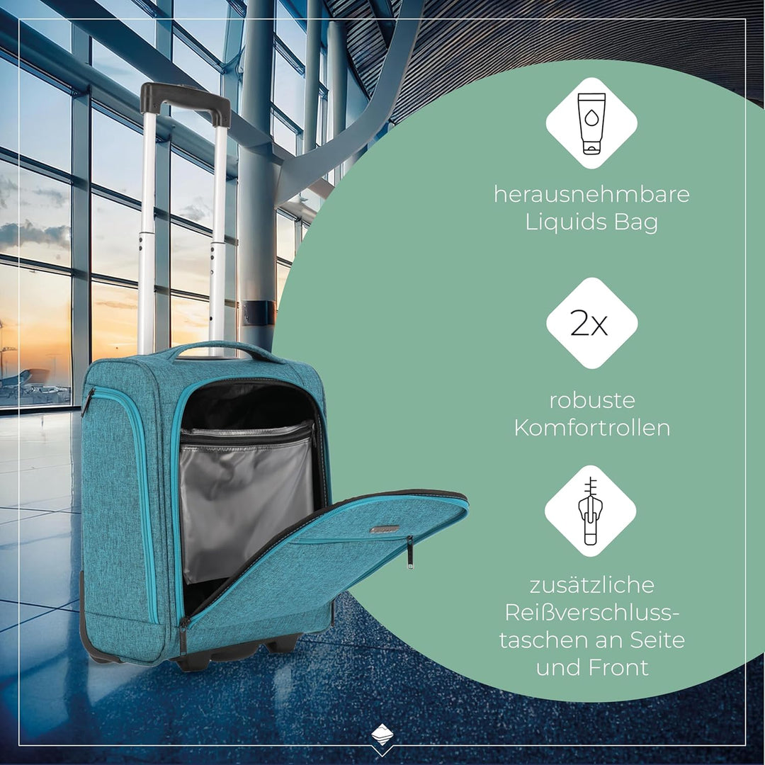 travelite 2-Rad Handgepäck Koffer mit Liquids Bag erfüllt IATA Bordgepäck Mass, Gepäck Serie CABIN U