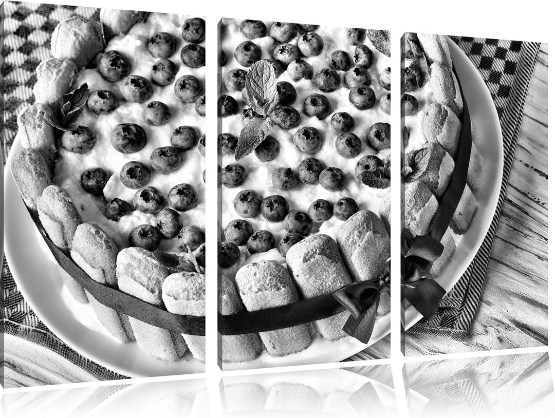 Pixxprint Obsttorte als Leinwandbild/Grösse: 3 Teilig (120x80) cm/Wandbild/Kunstdruck/fertig bespann