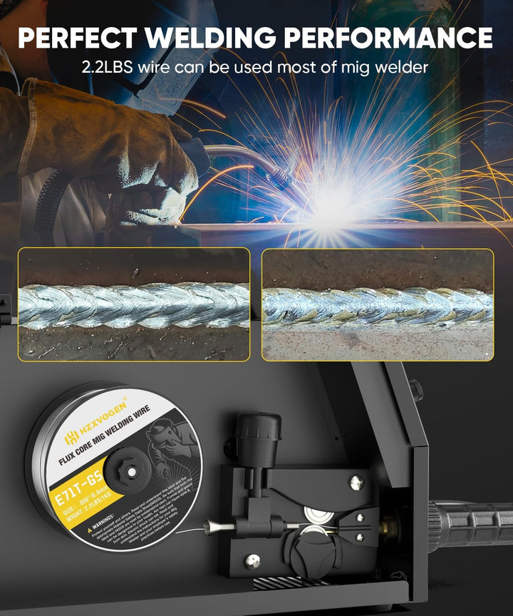 HZXVOGEN Stahldraht Ohne Gas MIG Schweissdraht 0,8mm 1KG und 0,9mm 1KG 0.8mm+0.9mm, 0.8mm+0.9mm
