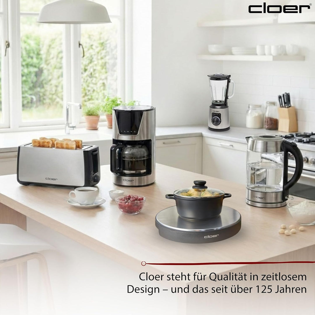 Cloer 6718 Warmhalteplatte mit Speicherstein, warmhalten von Speisen, 5 min Aufheizzeit, Temperatur