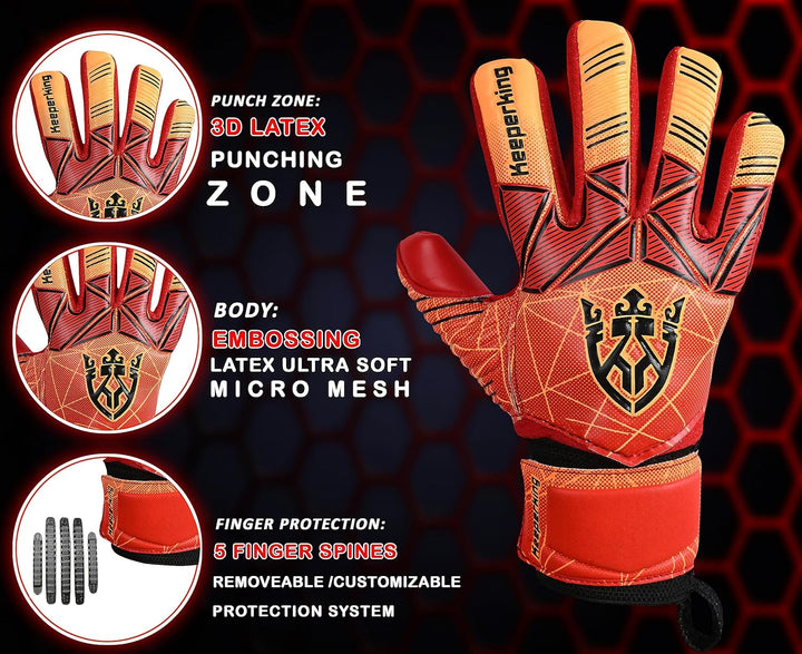Keeperking Torwarthandschuhe Erwachsene Kinder Jugend mit und ohne Fingerschutz Fussballhandschuhe a