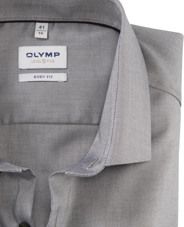OLYMP Herren Oberhemd Langarm Level.Five.Body.fit,Twill,Body fit,Modern Kent 37 Oliv 47, 37 Oliv 47