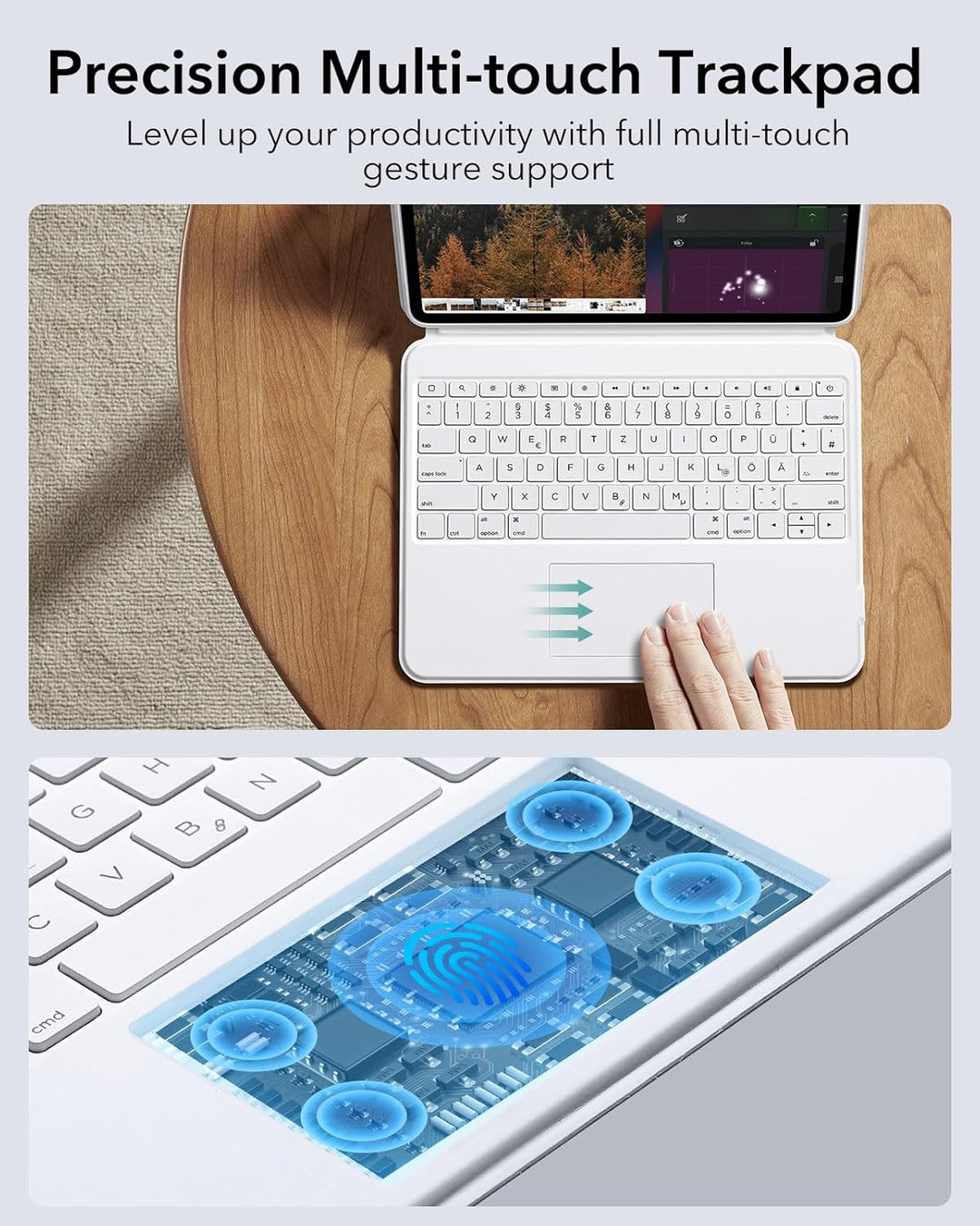 ESR für iPad Pro 13 Zoll (M5/M4) Tastatur Hülle mit Trackpad, Weiss iPad Pro 13 (2024) Weiss, iPad P
