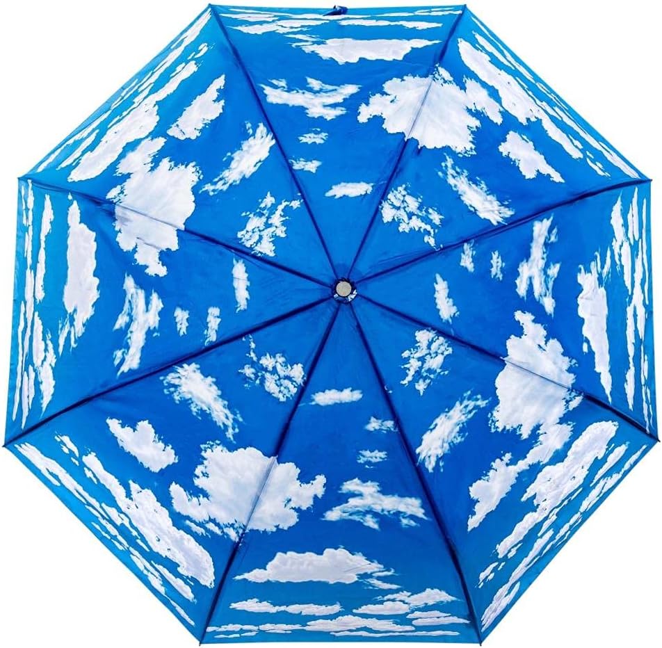 LUCKYWEATHER Regenschirm Taschenschirm Mini Damen/Herren Motiv Wolken I Taschenschirme klein und sta