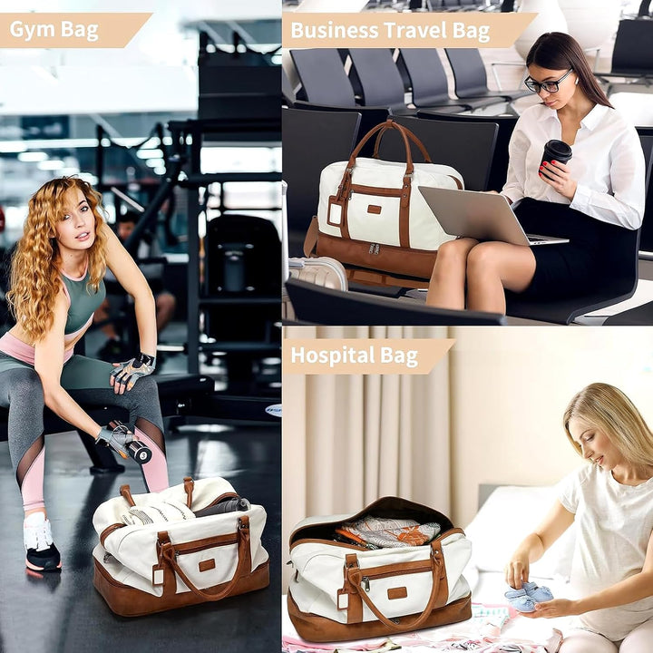Wogarl Weekender Taschen für Damen, grosse Segeltuch-Übernachtungstasche, Reisetasche, Handgepäck, S