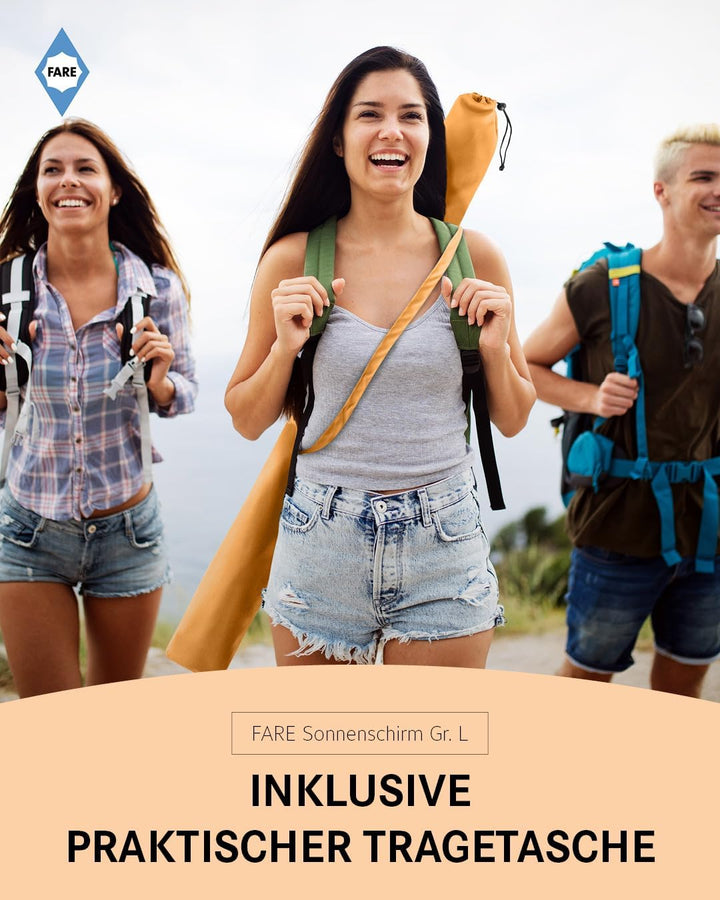 FARE Sonnenschirm Gr. L - 200 cm Durchmesser - UV-Schutz 50+ für Balkon Garten Terrasse Sommer - Tit