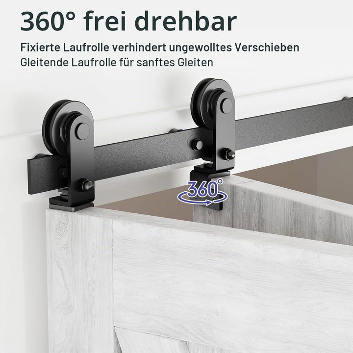 122cm/4FT Bifold Schiebetürbeschlag Schiebetüren Schiebetürsystem Komplettset Laufschiene Rollen Set