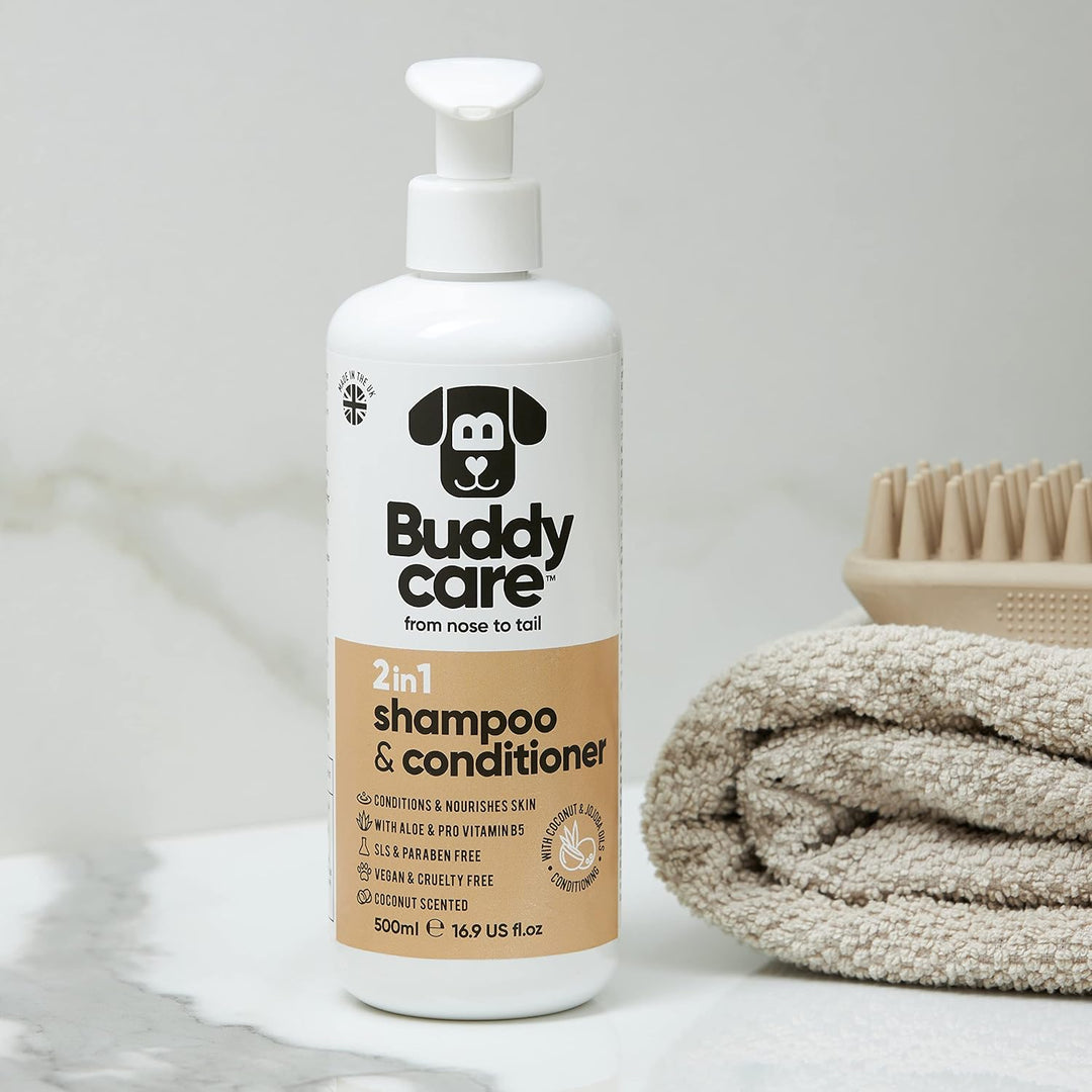 2in1 Hundeshampoo und Conditioner von Buddycare (500ml) - Praktisches Hundeshampoo langhaar und welp