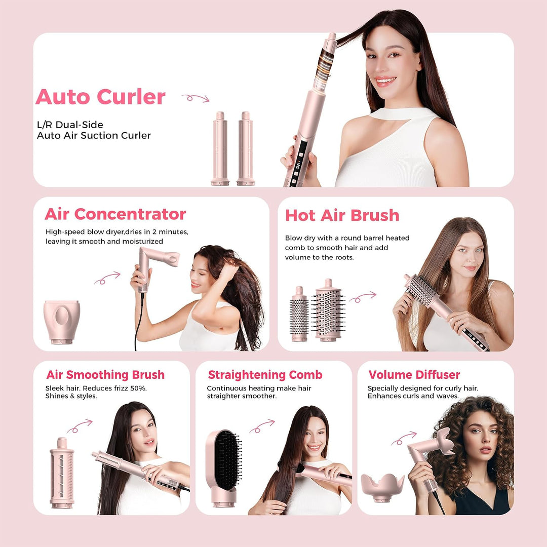 Pro Hairstyler 8 in 1 Set - 1400w Ionen Haartrockner Mit Diffusor | 110000 U/Min Airstyler Haarstyle