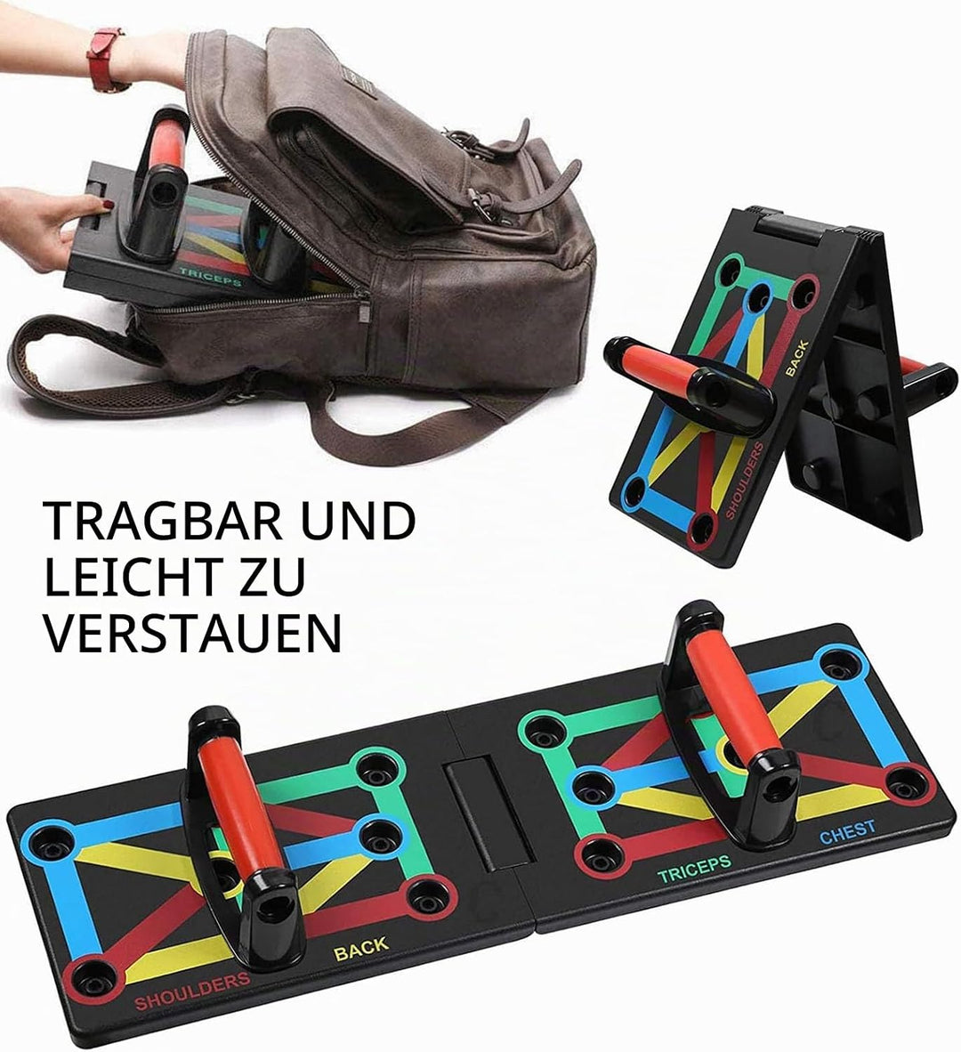 12 in 1 Liegestützbrett, Faltbare Liegestützgriffe Stangen Krafttrainingsgerät für Effektives Traini