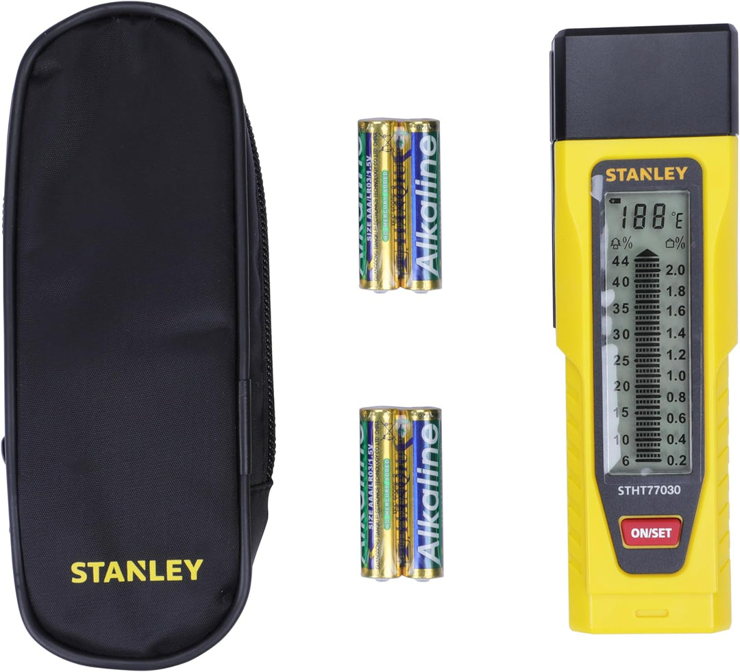 Stanley Feuchtigkeitsmesser (display mit Balkengrafik und zwei Messskalen, schlagfestes Gehäuse)