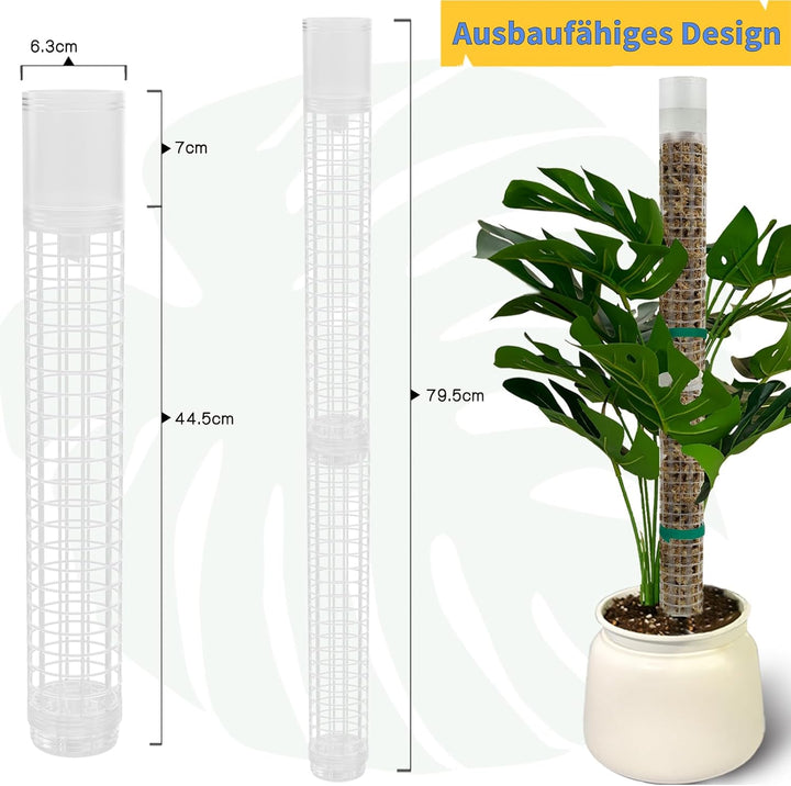 Selbstbewässerung moosstab - 2 x 44cm ausziehbare Pflanzenstützen für Zimmerpflanzen - 80 cm Kunstst