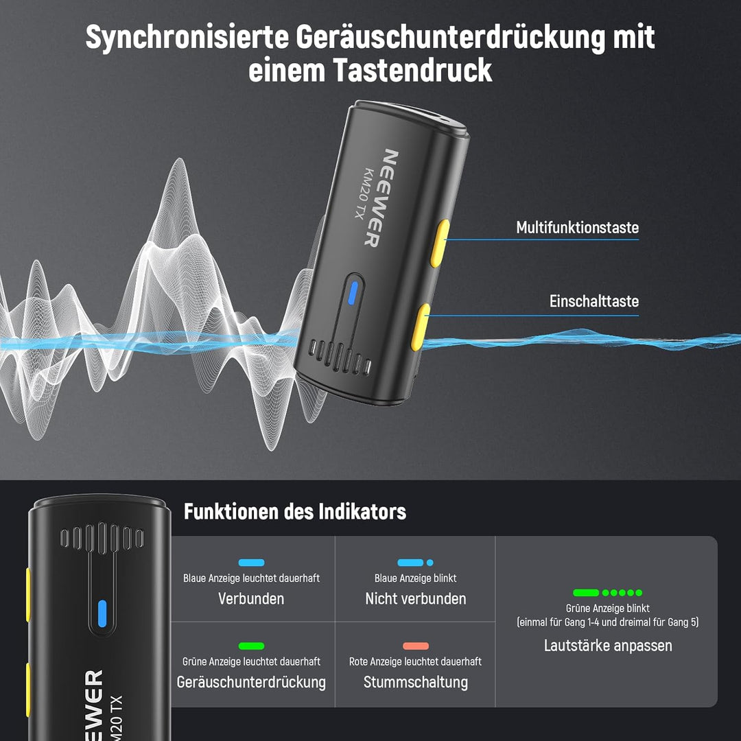 NEEWER Drahtloses Lavalier Mikrofon System kompatibel mit iPhone Android Phone Computer PC Laptop Ta