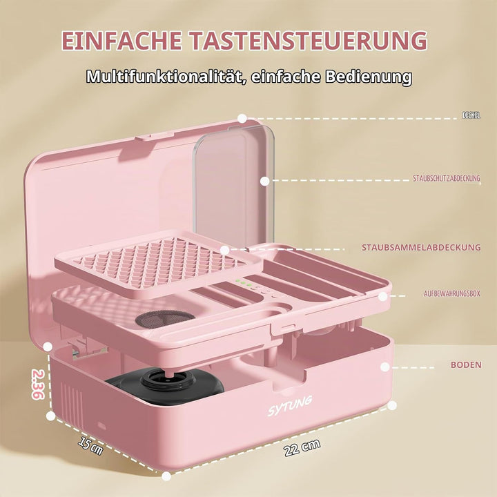 Nagelfräser mit Absaugung-15000U/min, Vakuum-Nagelventilator-Staubsammler mit wiederverwendbarem Fil