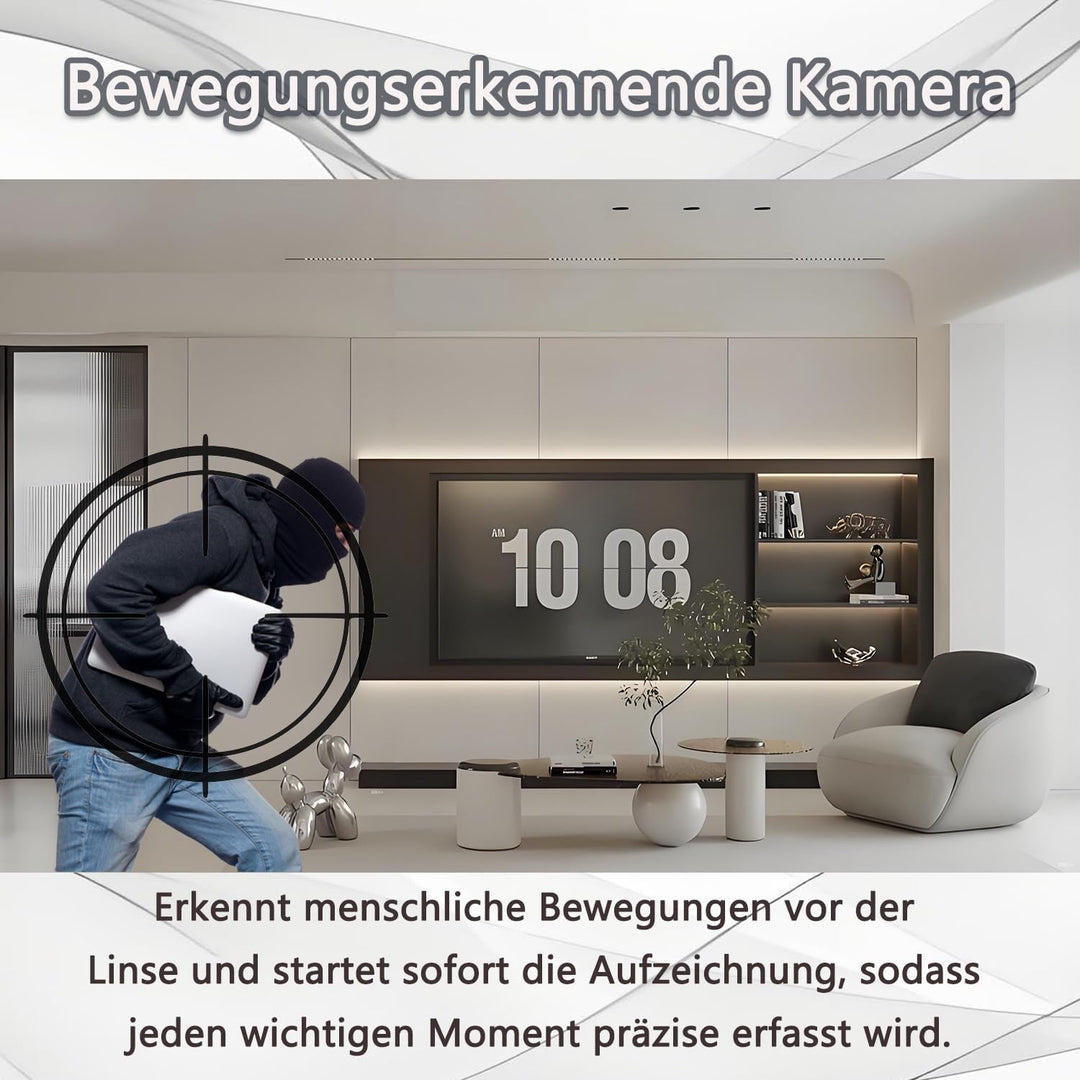 1080P HD Überwachungskamera – Ohne WLAN Direktaufzeichnung –Tragbare Kamera- 512 GB kompatibel – Inn
