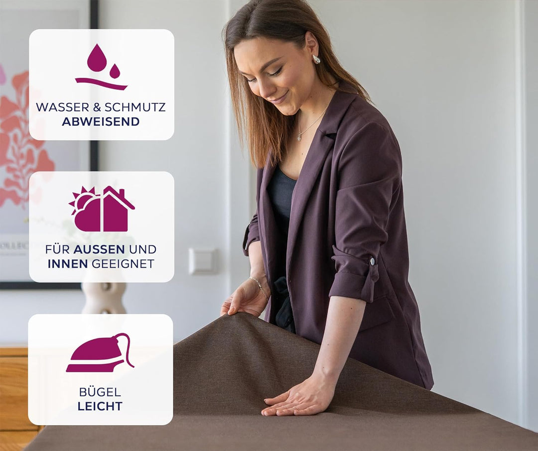 BEAUTEX fleckenabweisende und bügelfreie Tischdecke - Tischtuch mit Lotuseffekt - Tischwäsche in Lei