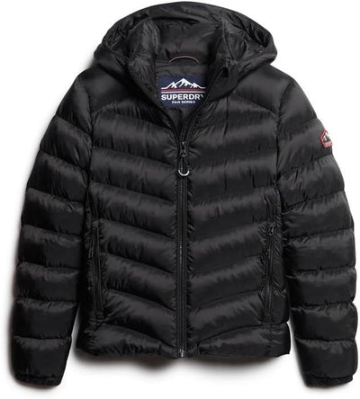 Superdry Damen Kapuzenjacke mit Fuji-Polsterung Jacke, Schwarz, 40