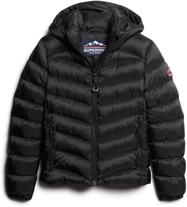 Superdry Damen Kapuzenjacke mit Fuji-Polsterung Jacke, Schwarz, 40