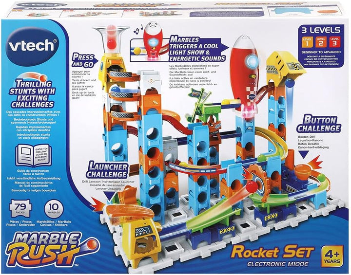 VTech - Marble Rush, elektronische Kugelbahn, Rocket Set Electronic M100E, Bauspiel, 79-teilig, 10 K