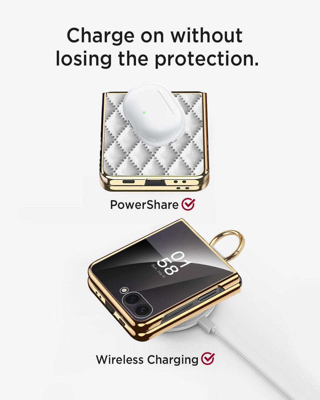 Miimall Lederhülle Kompatibel mit Samsung Galaxy Z Flip 7 Hülle mit Ring Ständer & Kameraschutz [Lux