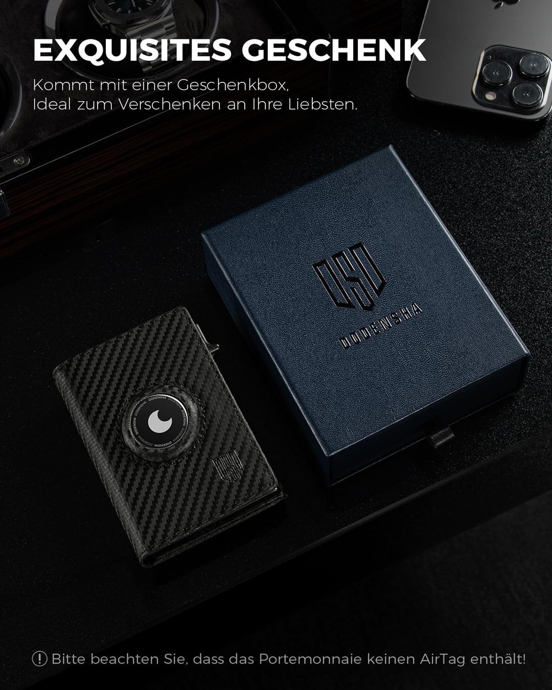 DODENSHA® AirTag* Wallet mit RFID Schut I Geldbörse Herren mit Münzfach I Smart Airtag Wallet Klein