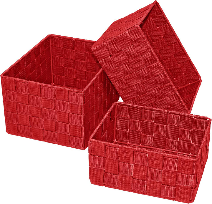 Lashuma 3er Pack Bad Körbchen, Korb Grössen: 24x18x14 cm, 21x16x12 cm und 19x14x10 cm, Regalboxen Fa