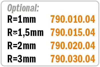 CMT 661.020.41 - Fresa de radio concavo con cuchillas REVERSIBLE Z2 S=8 D=27 L=57.5 R=2 DX