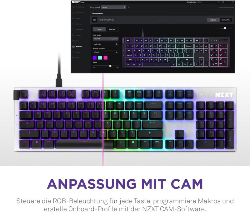 Nzxt Function - KB-1FSDE-WR - Mechanische Gaming Tastatur - MX-kompatible Hot-Swap-fähige Switches -
