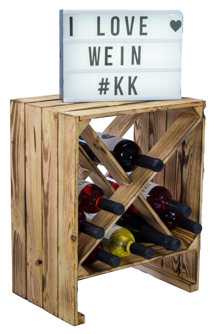 Kistenkolli Altes Land Weinregal X geflammt Masse 50x40x27cm Regalkiste Flaschenablage Weinregal Apf