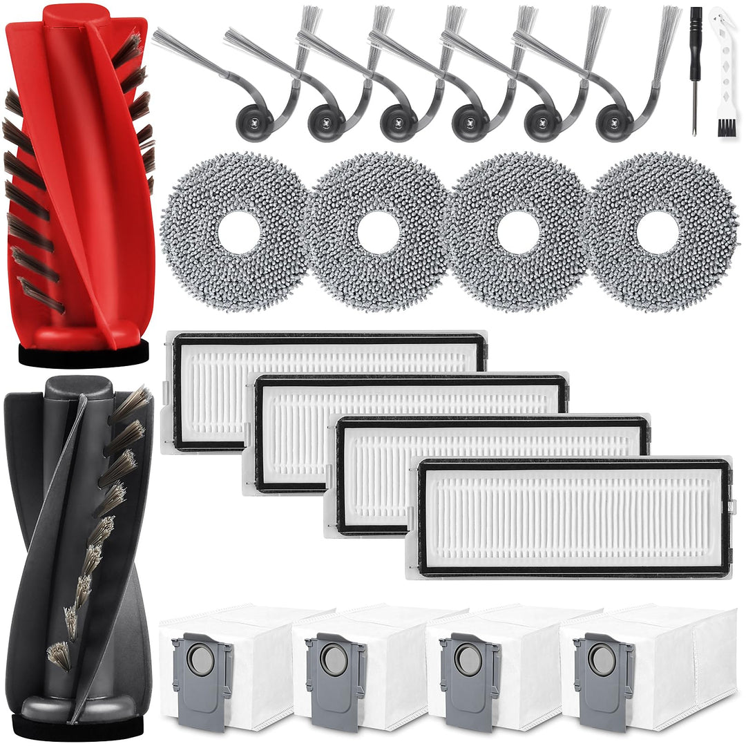 22 Stück Zubehör für Roborock Qrevo Curv/Qrevo Curv S5X / Qrevo Edge/Qrevo S5V Saugroboter, 2 Hauptb
