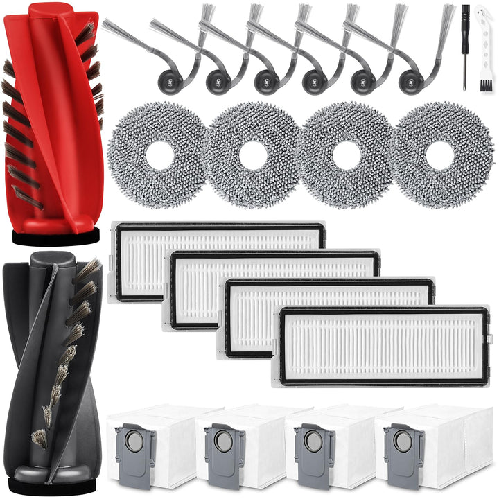 22 Stück Zubehör für Roborock Qrevo Curv/Qrevo Curv S5X / Qrevo Edge/Qrevo S5V Saugroboter, 2 Hauptb