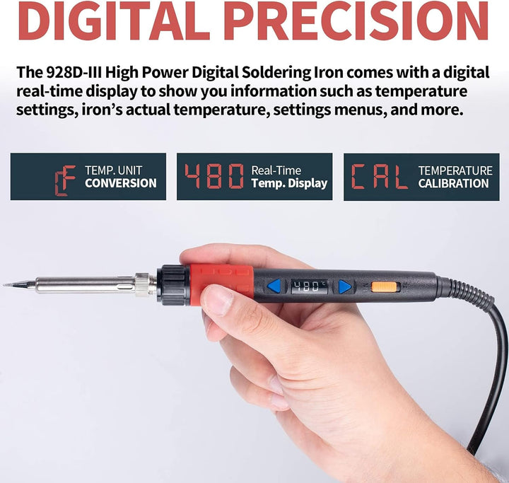 YIHUA 928D-III Lötkolben Set 110W digitales Lötset Temperaturstabilisierungsfunktion mit 3 Lötspitze