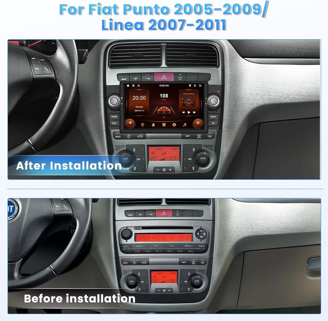 Hikity Wireless Carplay Autoradio mit Navi für FIAT Punto 2005-2009 Linea 2007-2011 Android13 7Zoll