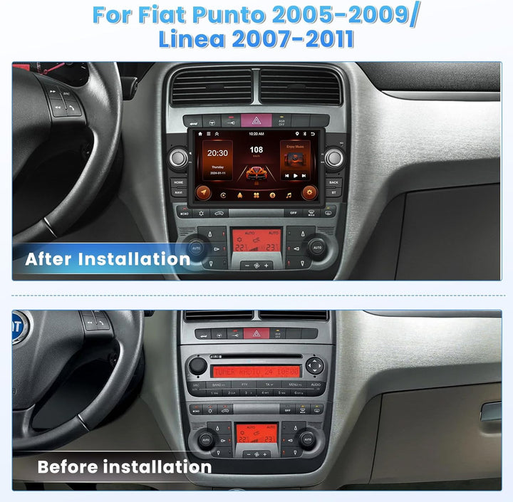 Hikity Wireless Carplay Autoradio mit Navi für FIAT Punto 2005-2009 Linea 2007-2011 Android13 7Zoll