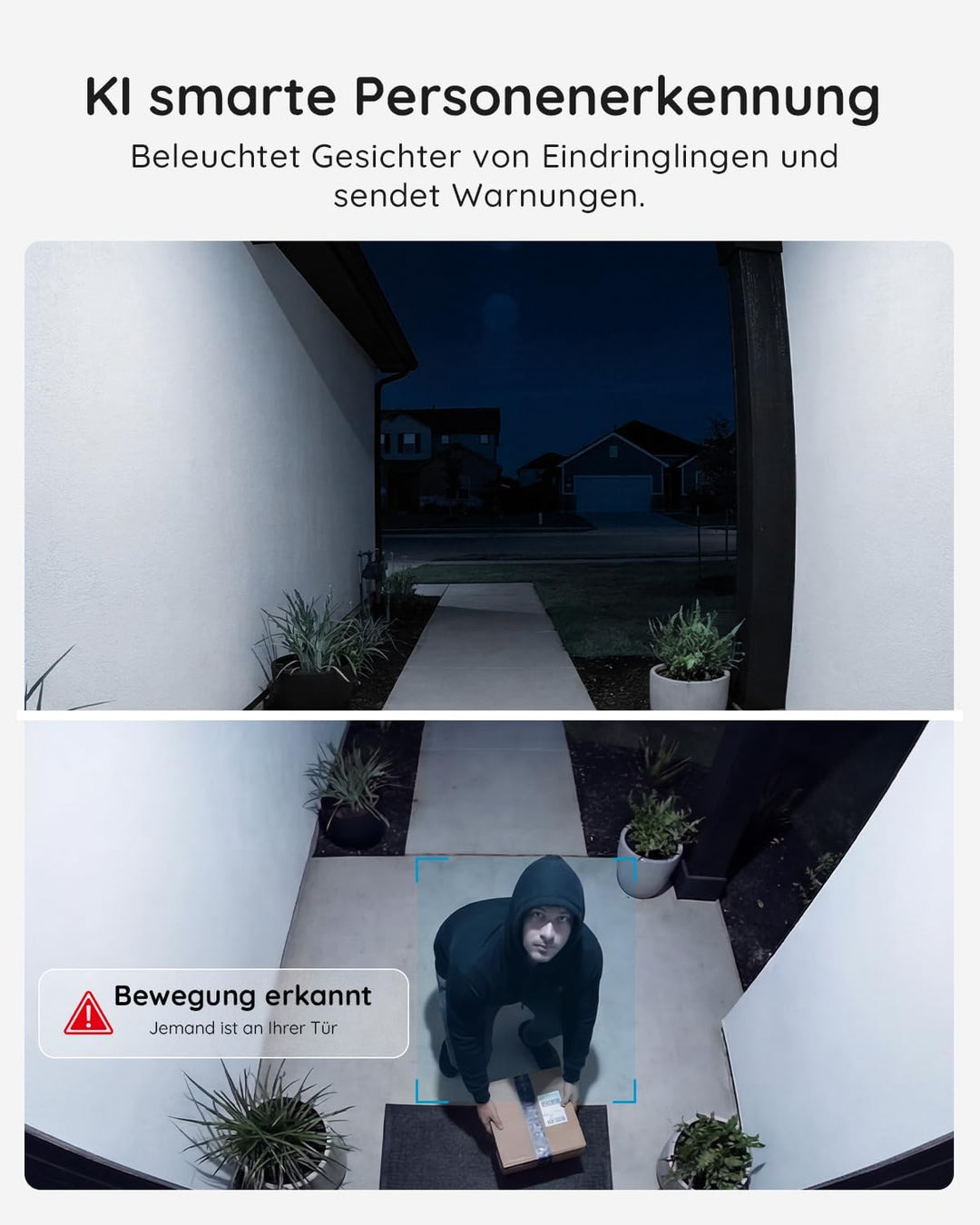 BOIFUN 2026 WLAN Video Türklingel mit Kamera, Dual Kameras für Paketschutz, 2K Full HD Farb-Nachtsic