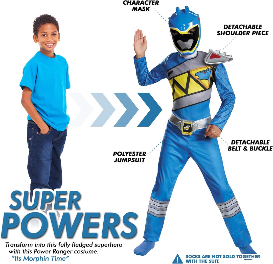 Disguise Blue Ranger Dino Charge Classic Costume, Medium (7-8) by Disguise