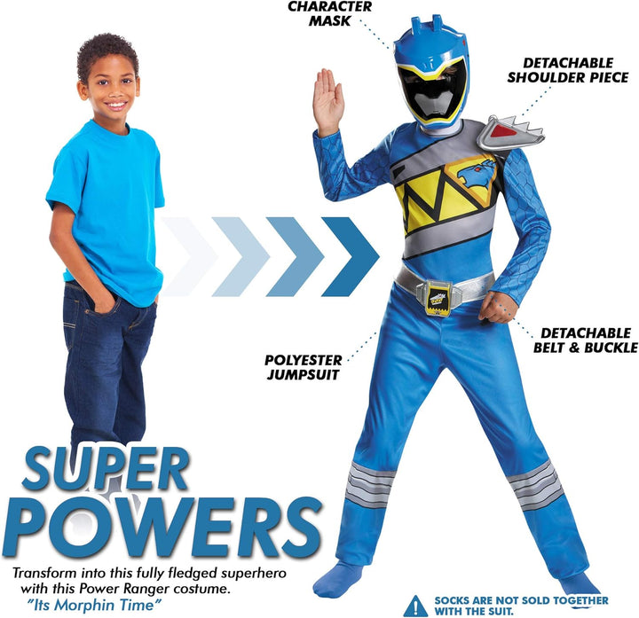 Disguise Blue Ranger Dino Charge Classic Costume, Medium (7-8) by Disguise