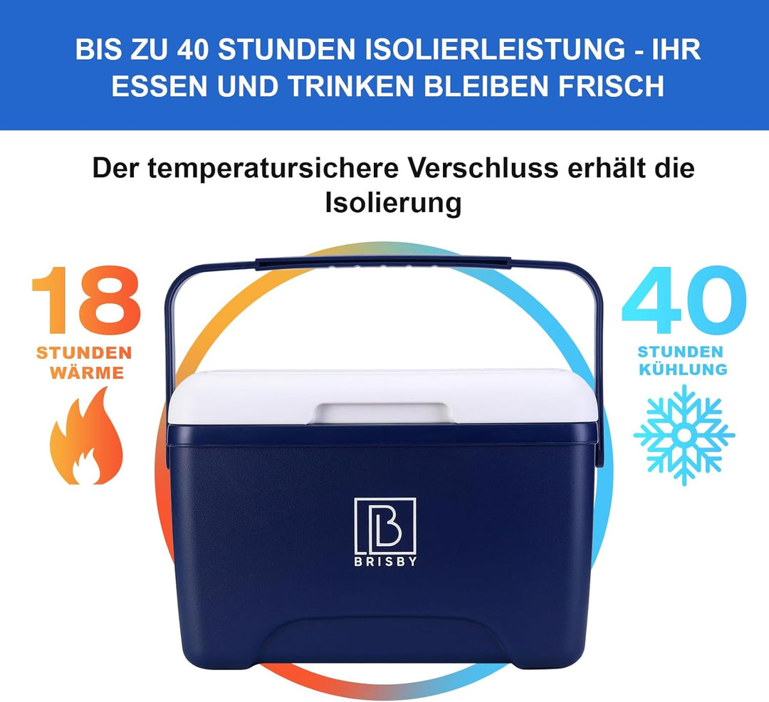 Brisby Kühlbox 8 Liter - 18 Stunden warm - 40 Stunden kühl - Inklusive 2 grosse Kühlelemente 450 ML