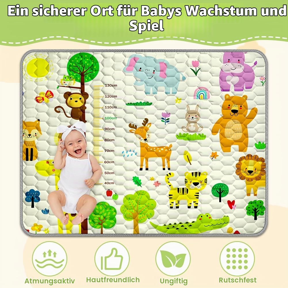 Baby Spielmatte, 150*180cm Baby Krabbelmatte, Baby Faltbare Spielmatte, Krabbeldecke für Baby, Klein