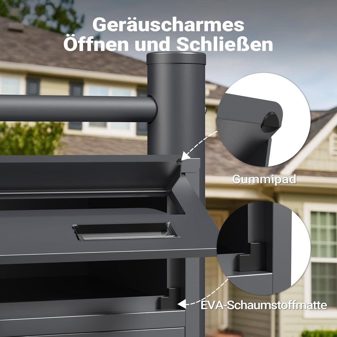 Wiltec 3er Briefkastenanlage Anthrazit 512 x 270 x 1150 mm, Standbriefkasten mit 3 Fächern, Schlüsse