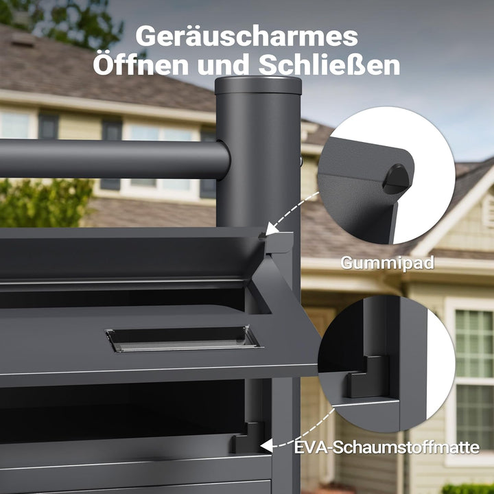 Wiltec 3er Briefkastenanlage Anthrazit 512 x 270 x 1150 mm, Standbriefkasten mit 3 Fächern, Schlüsse
