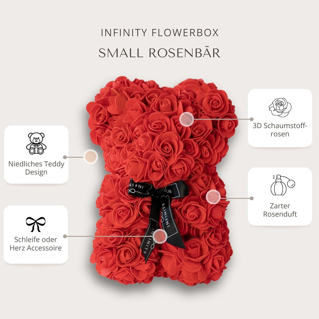 Infinity® Rosenbär mit Geschenkbox & über 300 handbeklebten ewigen Rosen mit Duft - Geschenk für Fra