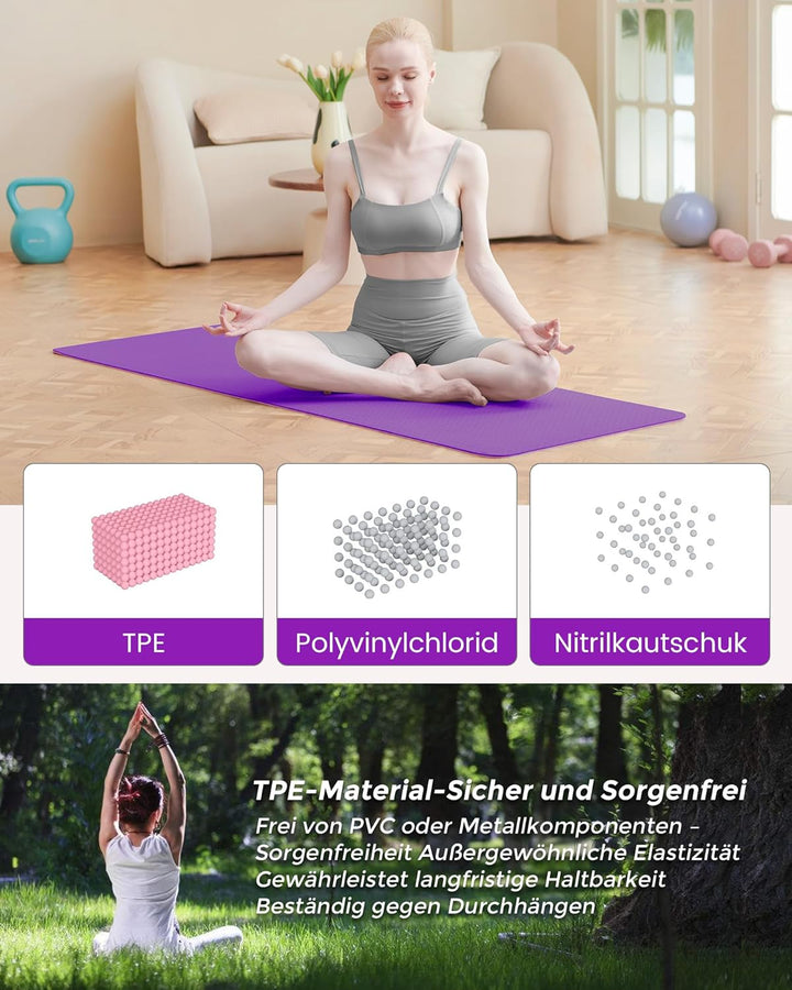 Narwhal Yogamatte Rutschfest Fitnessmatte Umweltfreundliche TPE Sportmatte mit Tragegurt Gymnastikma