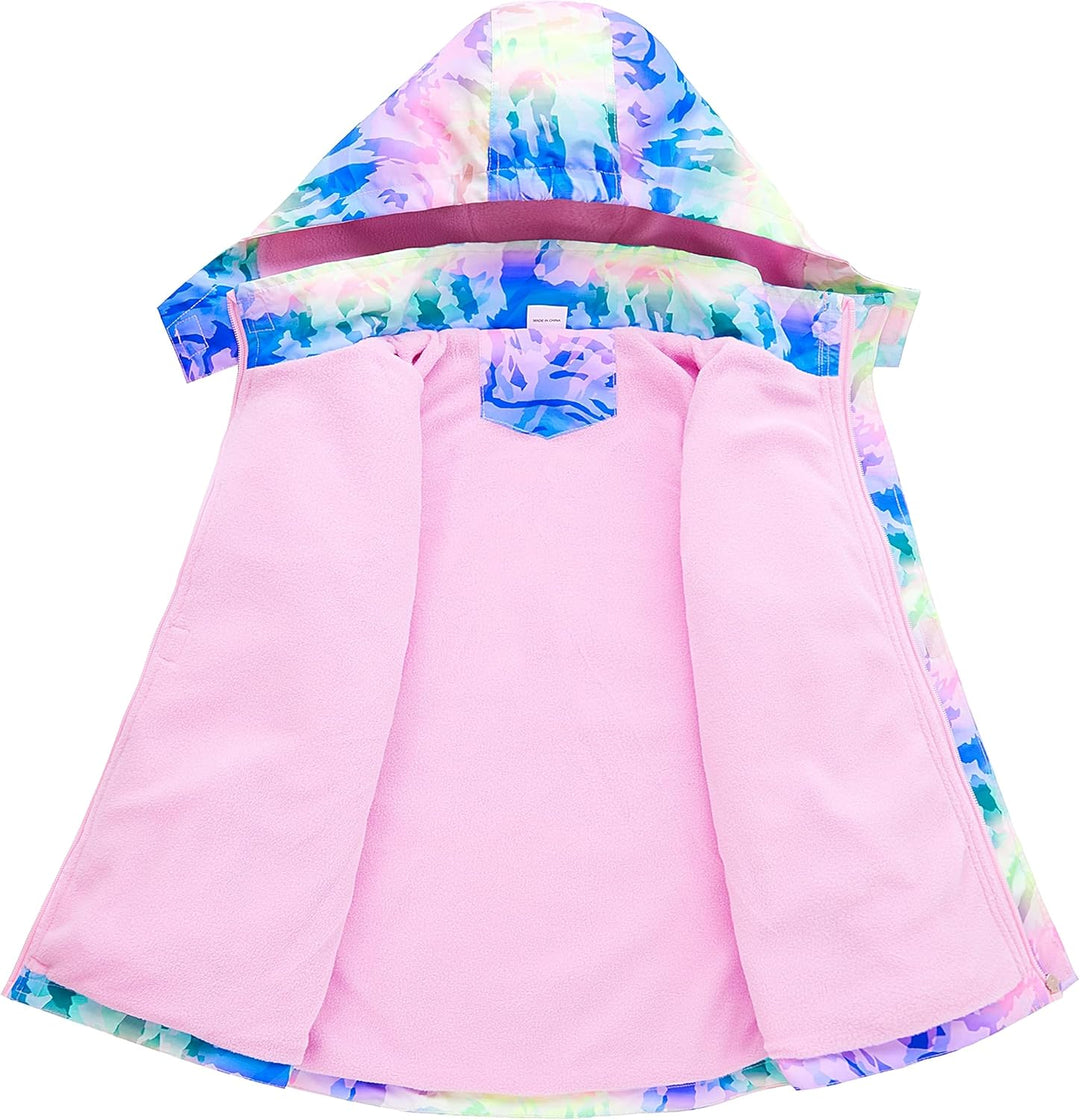 CAMLAKEE Softshelljacke Mädchen Regenjacke Kinder Wasserdicht Jacke Gradient Windjacke, 120 Violett